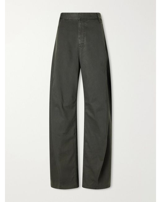 Tibi Gray Reactive Garment-Dyed Lyocell-Blend Twill Wide-Leg Pants