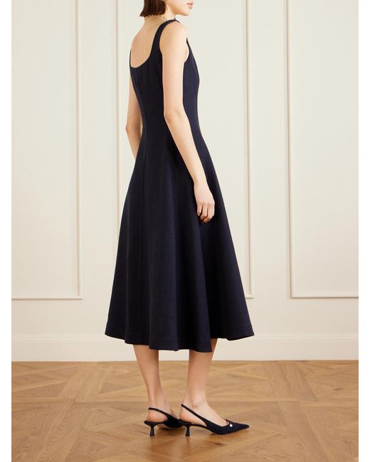 Altuzarra Blue Orrie Paneled Cotton-Blend Midi Dress