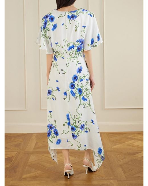 Stella McCartney Blue Floral-Print Crepon Midi Dress