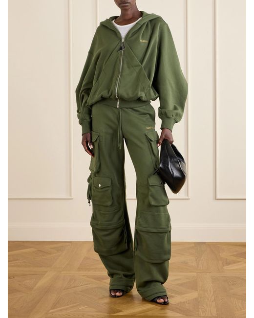 The Attico Green Cotton-Jersey Zip-Up Hoodie