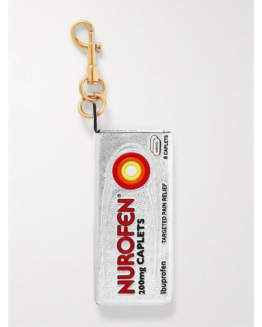 Anya Hindmarch White Nurofen Leather And-Tone Keychain
