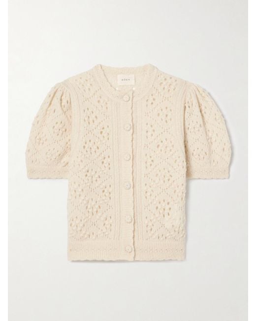 Doen Natural Mirabelle Pointelle-Knit Alpaca-Blend Cardigan
