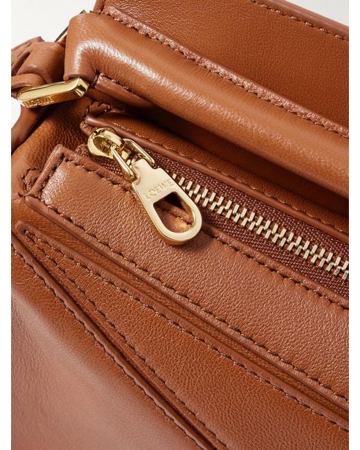 Loewe Brown Featherlight Puzzle Mini Textured-Leather Shoulder Bag