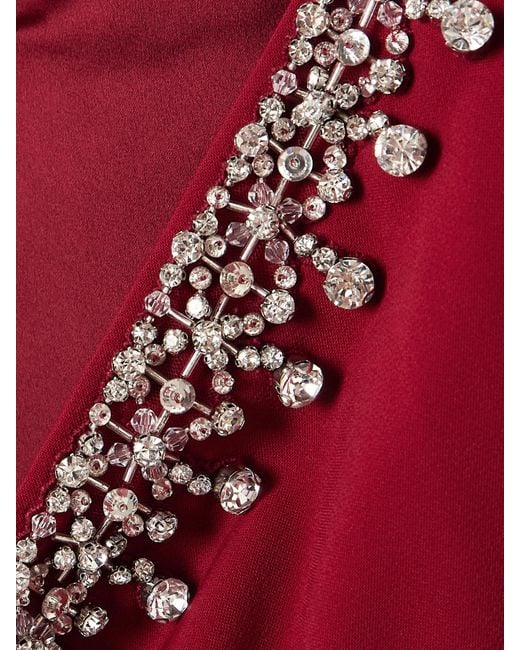 Jenny Packham Red Off-The-Shoulder Embellished Cady Midi Dress