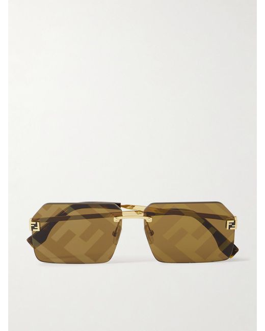 Fendi Natural Fendi Sky Rimless Rectangle-Frame-Tone Sunglasses