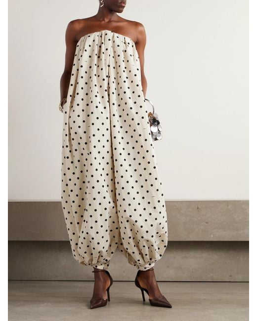 Combi-Pantalon Bustier En Popeline À Pois Et À Fronces The Melao Jacquemus en coloris White