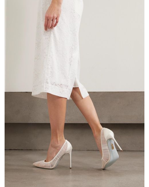 Aquazzura Natural Voile 105 Tulle And Satin Pumps