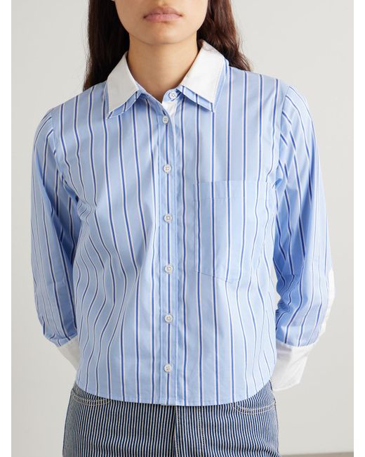 Chemise En Popeline De Coton À Rayures Et À Superposition Maia Veronica Beard en coloris Blue
