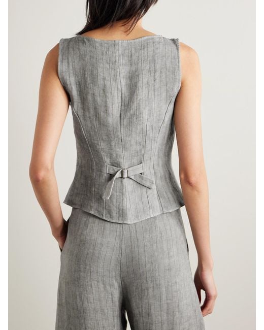 Cortana Gray Lupe Weste Aus Gestreiftem Leinen