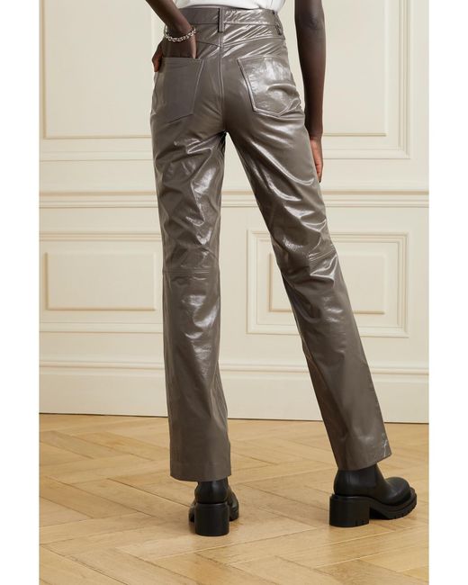 REMAIN Birger Christensen Gray Lynn Hose Mit Geradem Bein Aus Leder