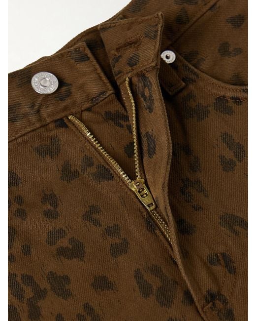 Citizens of Humanity Green Miro Long Leopard-Print Mid-Rise Barrel-Leg Jeans