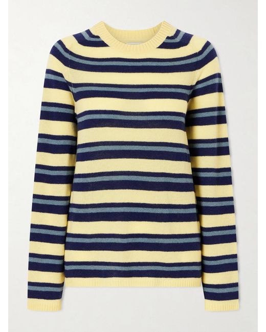The Elder Statesman Blue Laurel Striped Cashmere Sweater