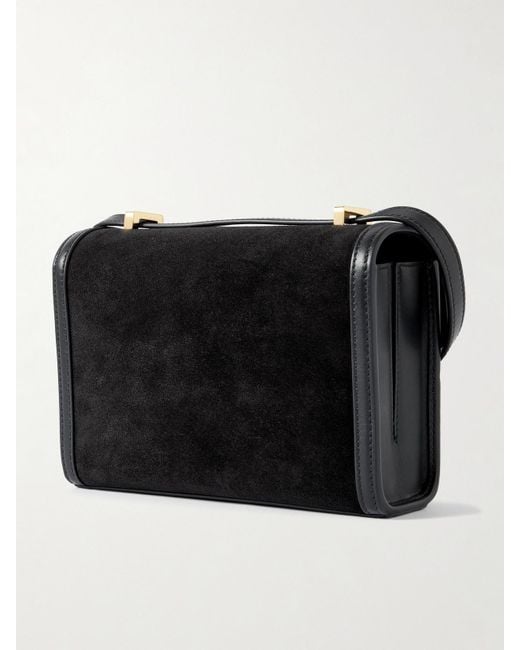 SAVETTE Black Symmetry 19 Schultertasche Aus Veloursleder Mit Lederbesätzen