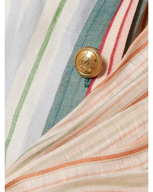 Zimmermann Multicolor Rebellion Patchwork Striped Linen And Silk-Blend Voile Mini Wrap Dress