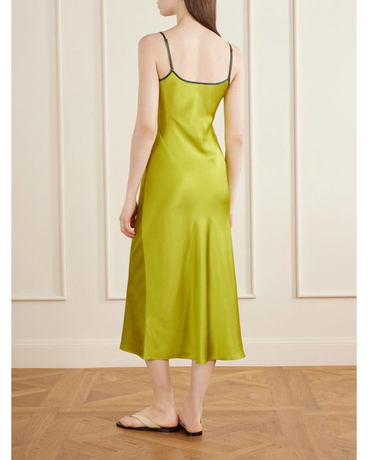 Comme Si Yellow Bias Silk-Charmeuse Slip Midi Dress