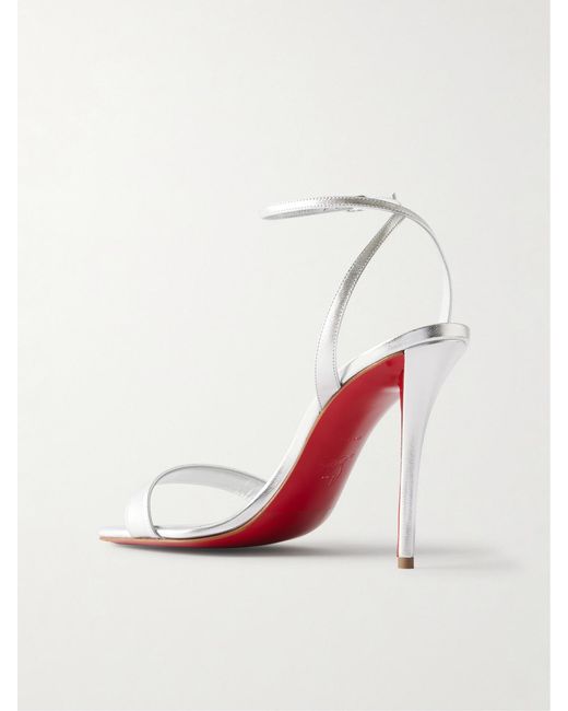 Christian Louboutin White Miss Z 100 Sandalen Aus Metallic-Leder