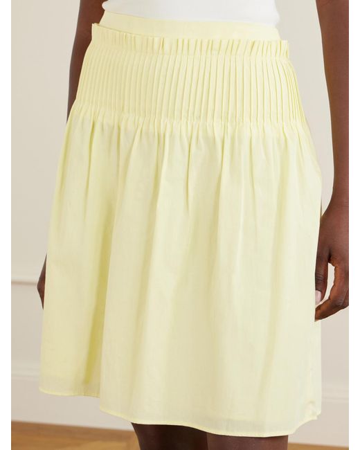 Sir Yellow Rochelle Pintuck Cotton Midi Skirt