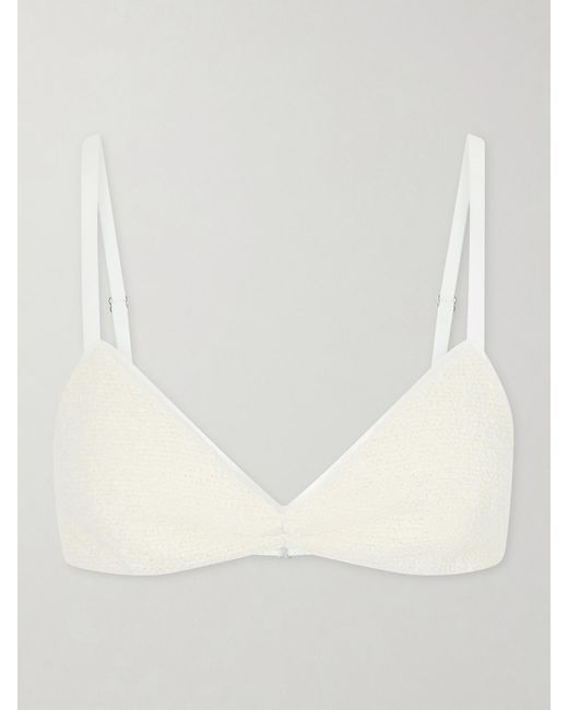 Khaite White Talita Cotton-Blend Poplin Bralette