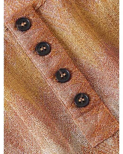 Missoni Brown Striped Metallic Crochet-Knit Tank