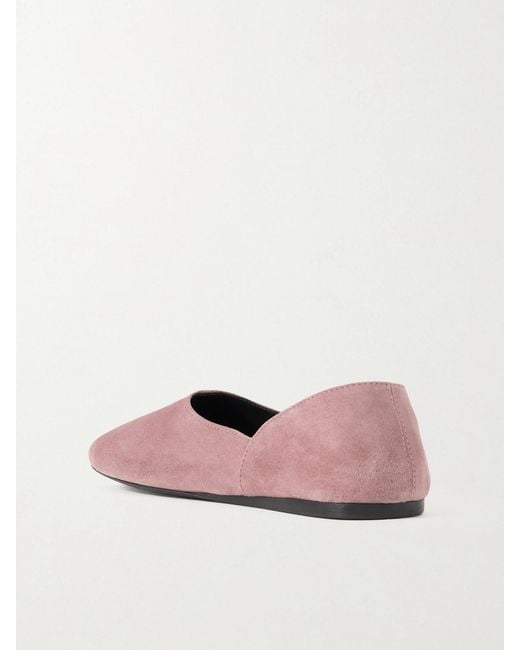 Khaite Pink Jane Paneled Suede Flats