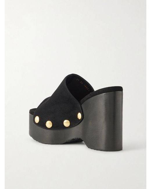 Gianvito Rossi Black Ardèa 60 Studded Suede Platform Wedge Mules