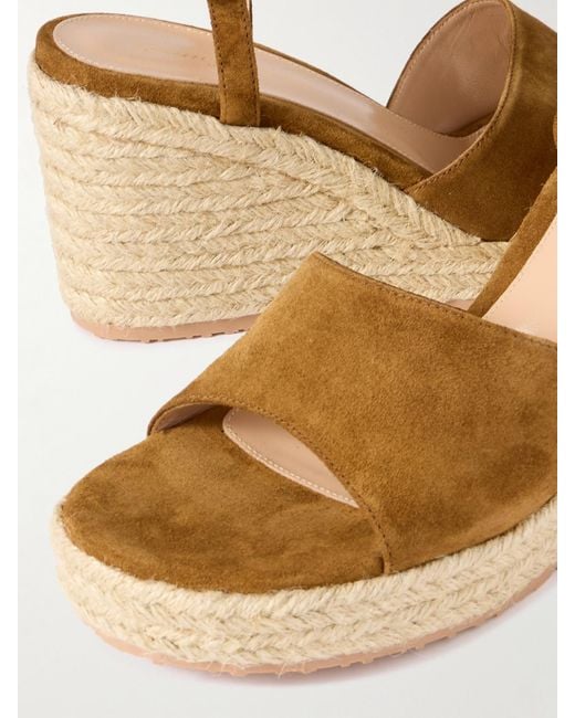 Gianvito Rossi Natural 90 Suede Espadrille Wedge Sandals
