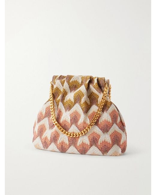 Missoni Natural Crochet-Knit Drawstring Bag