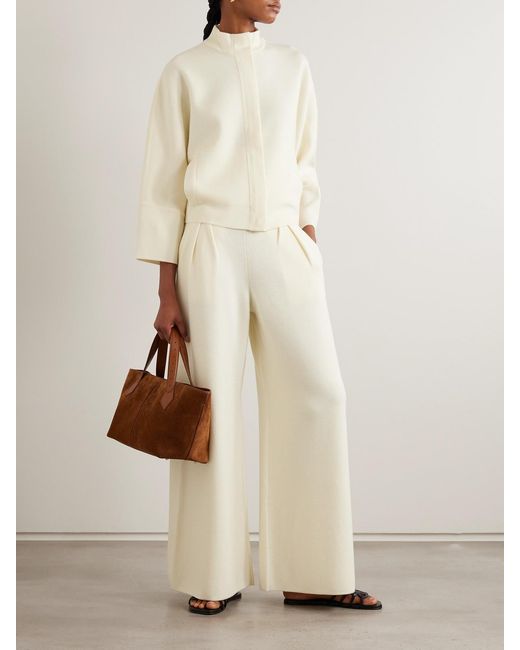 Max Mara Natural Bora Pleated Wool Pants