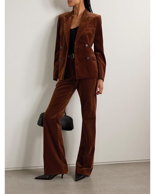 Nili Lotan Brown Veda Double-Breasted Cotton-Blend Velvet Blazer