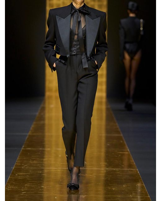 Dolce & Gabbana Black Pleated Wool-Blend Gabardine Straight-Leg Pants