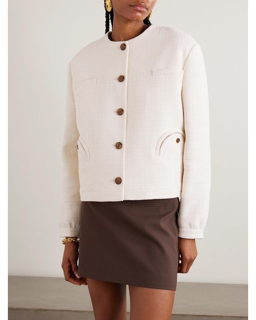 Blazé Milano Natural Missy Gliss Cotton-Blend Tweed Jacket