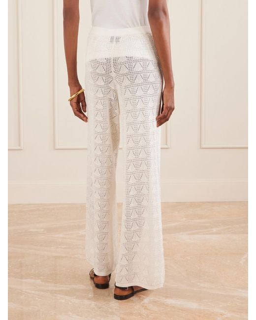 Loulou de Saison White Egeo Pointelle-Knit Wide-Leg Pants