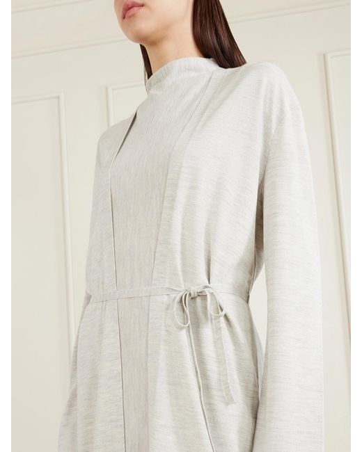 Khaite White Alek Belted Merino Wool Cardigan