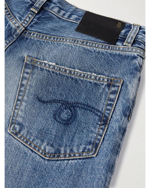 R13 Blue D'Arcy Distressed Mid-Rise Wide-Leg Jeans