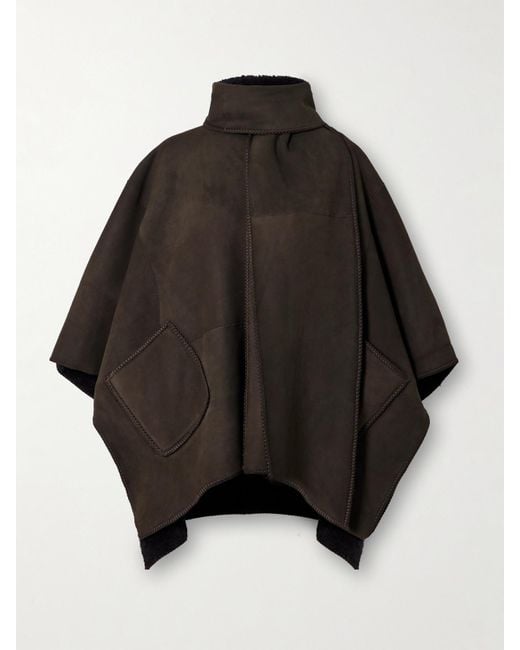 Nour Hammour Black Varada Reversible Scarf-Detailed Whipstitched Shearling Jacket