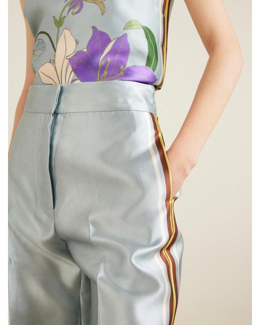ALÉMAIS Blue Alfie Floral-Print Recycled Taffeta Wide-Leg Pants