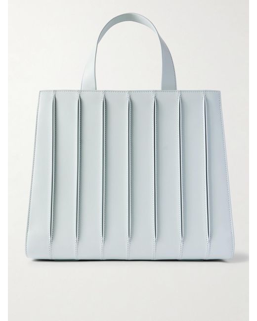 Max Mara Blue Whitney Bag 7 Große Tote Aus Leder Mit Falten
