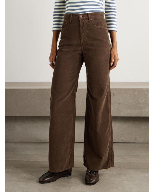 Veronica Beard Brown Taylor Cotton-Corduroy Wide-Leg Pants