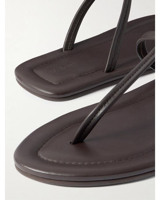 St. Agni Brown T Leather Sandals
