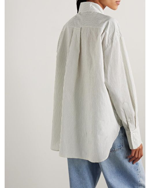 Twp White Big Joe Oversized Striped Cotton-Blend Shirt