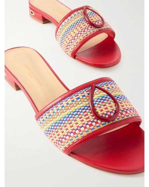 JENNIFER CHAMANDI Pink Andrea Woven And Leather Slides