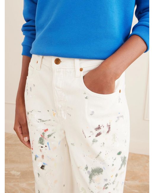 Jamie Haller White The Slouch Paint-Splattered Low-Rise Boyfriend Jeans