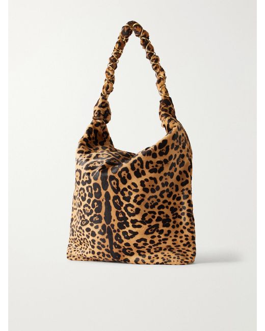 Saint Laurent Brown Amalia Leopard-Print Leather Shoulder Bag