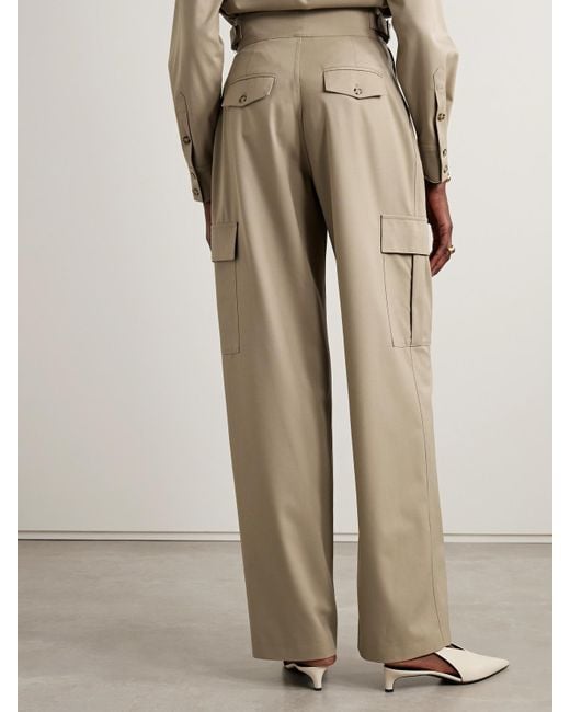 Salon 1884 Natural Net Sustain Buckled Pleated Twill Straight-Leg Cargo Pants