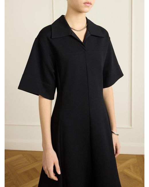 Jil Sander Black Paneled Crepe Midi Dress