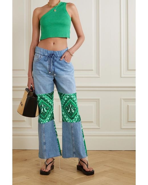 Etro Blue Patchwork Flared Jeans
