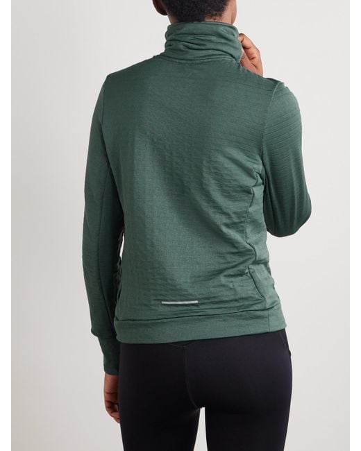 Nike Green Swift Element Ribbed Therma-Fit Turtleneck Top