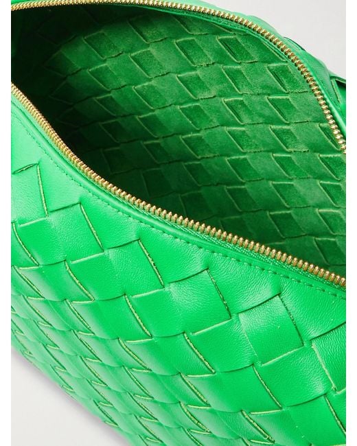 Bottega Veneta Green Loop Mini Intrecciato Leather Shoulder Bag
