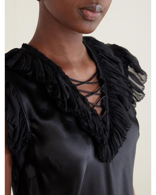 Ulla Johnson Black Ilyana Ruffled Silk Blouse