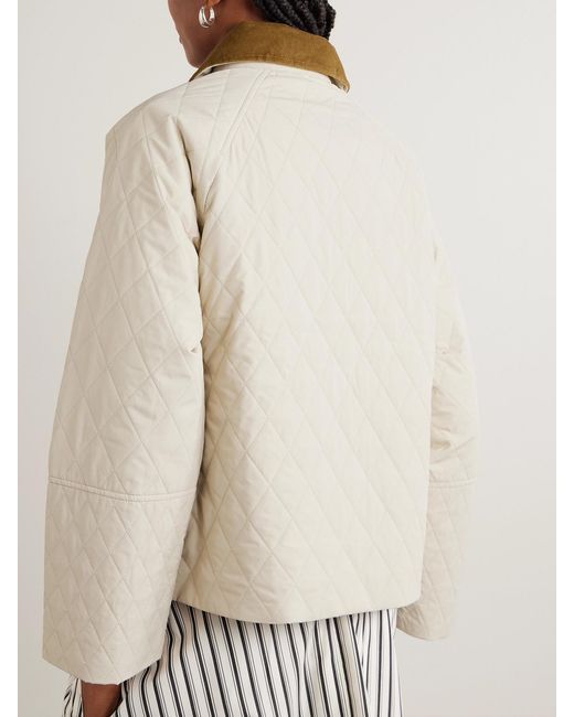 Barbour Natural Kirby Cotton Corduroy-Trimmed Quilted Shell Jacket
